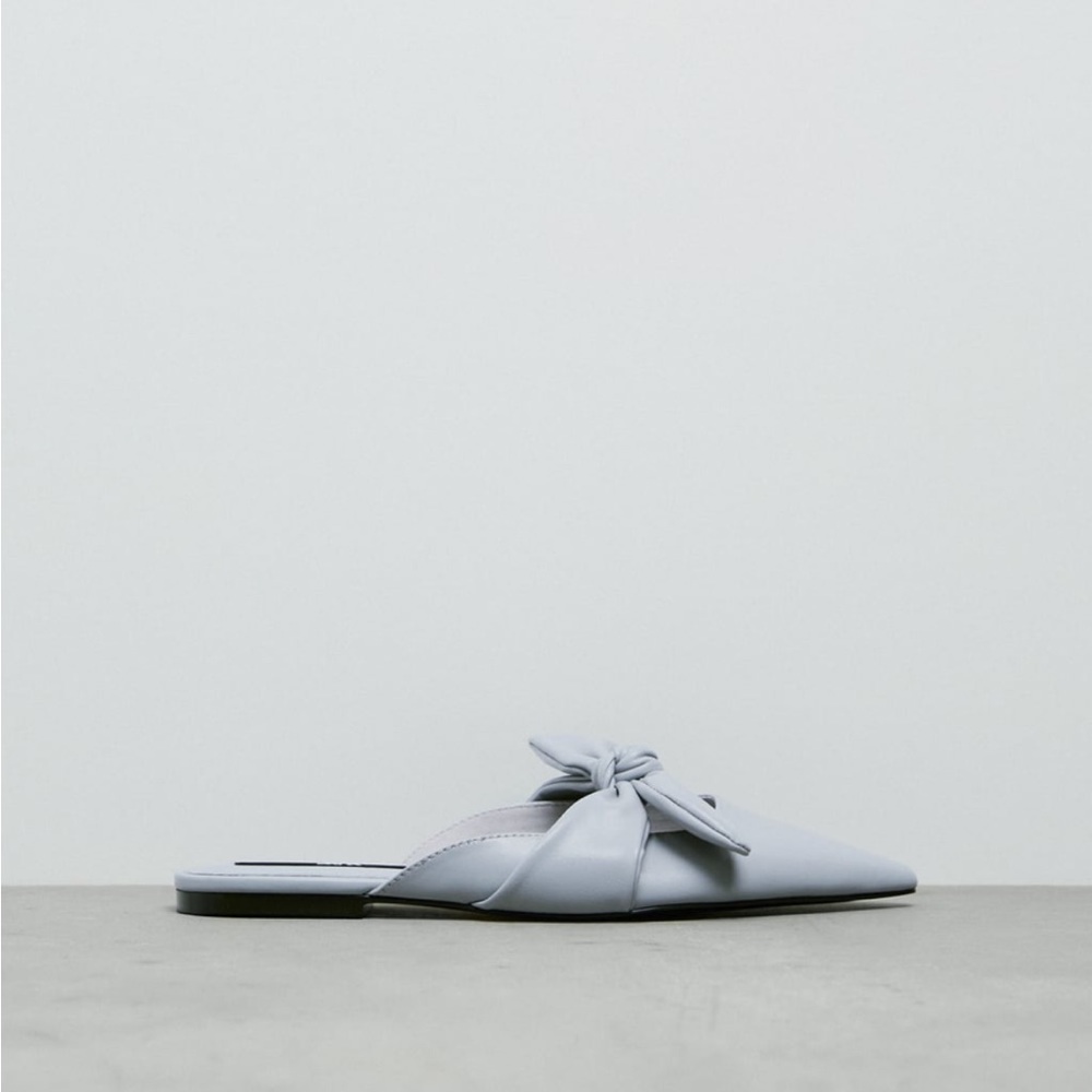 ZARA NWT LOW HEEL MULES WITH BOW